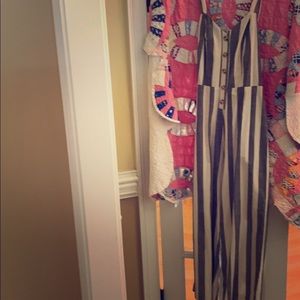 Grey and cream linen jumpsuit